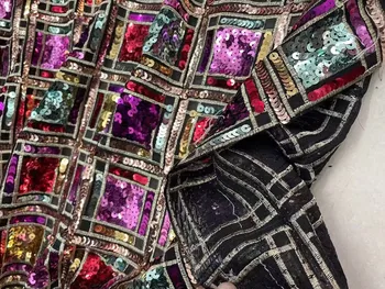 Новейшее Африканское Вышитое Сетчатое Кружево С Многоцветными Блестками, Французская Высококачественная Эластичная Сетчатая Ткань, Вечернее Платье для женщин