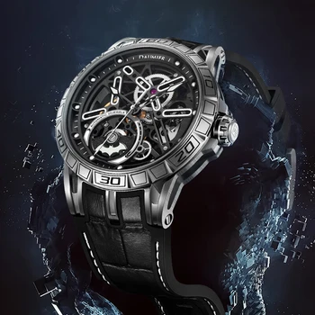 Роскошные часы, Спортивные Автоматические часы, Мужские Механические наручные часы от ведущего бренда DAUMIER 43 мм, Светящиеся часы из нержавеющей стали, Модные