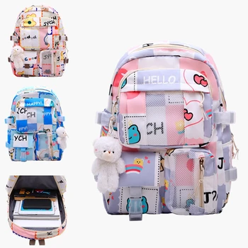 Симпатичный, очень красивый, легкий школьный ранец для начальной школы, рюкзак с сетчатым принтом, модная дорожная сумка