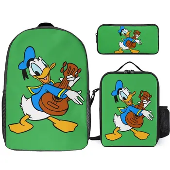 Школьный рюкзак Disney из 3 предметов/набора анимированных персонажей, модная студенческая дорожная сумка с мультяшным принтом, пенал, сумка через плечо